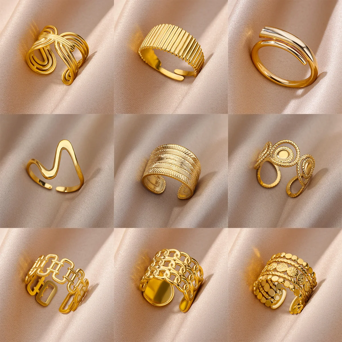 Top Trends: Stainless Steel Rings For Women Men Gold Color Open Gothic Geometric Ring Female Male Fashion Engagement Wedding Party Jewelry Shoppable Styles