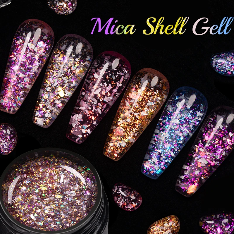 Top Trends: BOZLIN 5ml Sparkling Chameleon Mica Shell Gel Polish Colorful Sequins Manicure Semi Permanent Soak Off Nail Art Gel Varnish Shoppable Styles