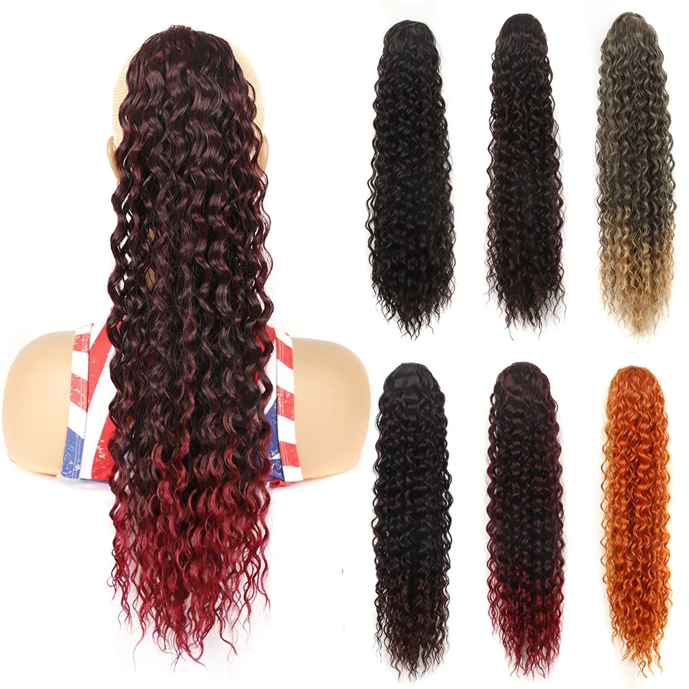 Top Trends: Synthetic Curly Ponytail Hair Extensions Afro Kinky Drawstring Pony Tail Hairpiece Fake Tail For Women Girl Party Festival Daily Shoppable Styles