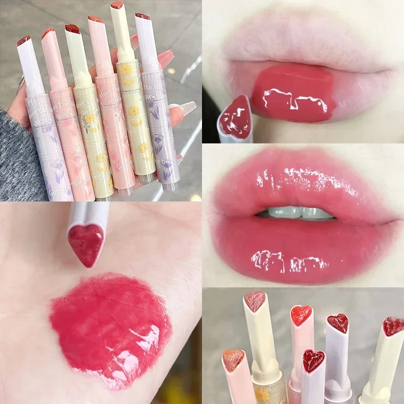 Top Trends: Clear Lip Glaze Heart Love Jelly Mirror Lipstick Long Lasting Moisturizing Waterproof Non-stick Cup Transparent Lip Gloss Makeup Shoppable Styles