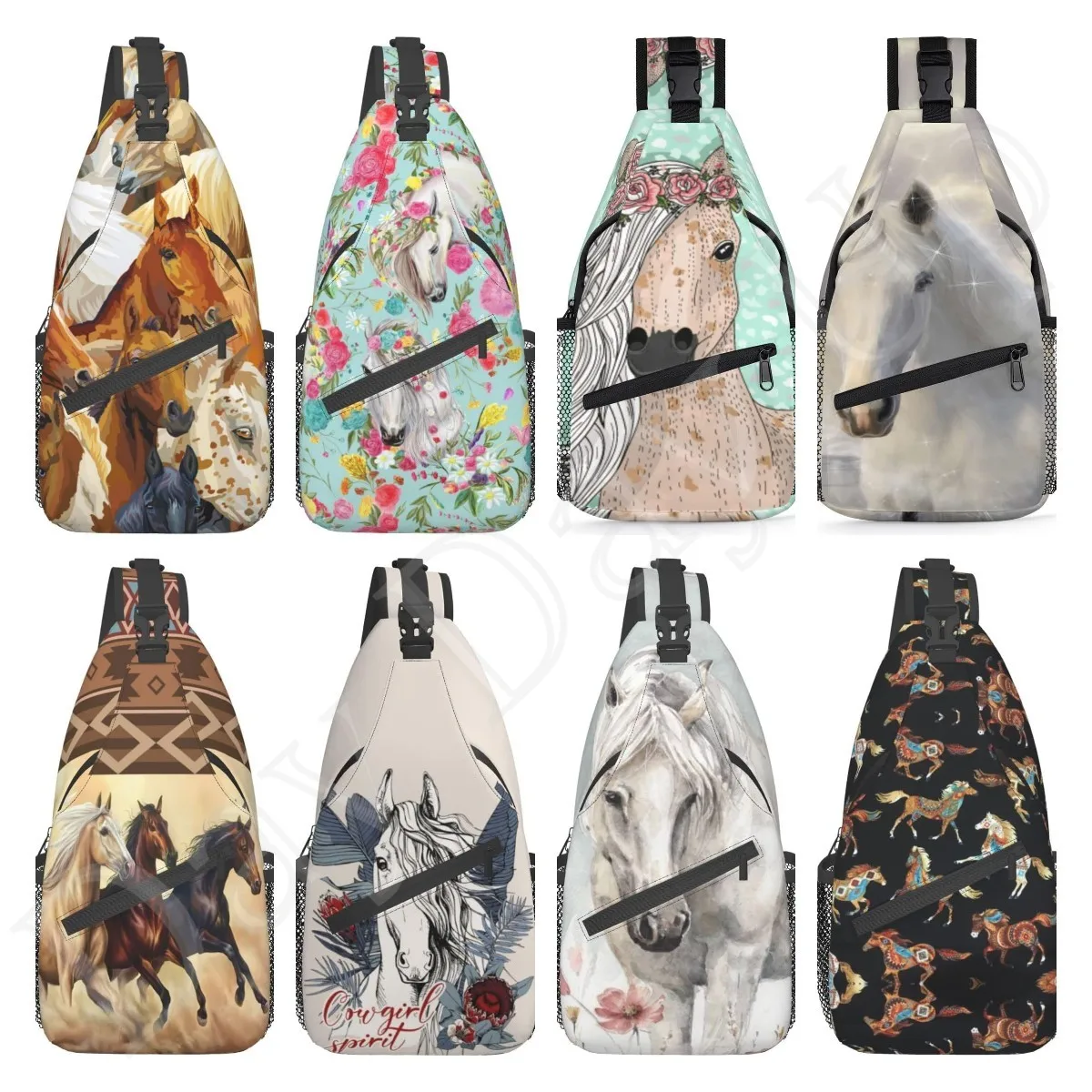 Top Trends: Horse Print Sling Bag Crossbody Backpack For Men Women Colorful Background Chest Bag Adjustable Casual Sling Shoulder Daypack Shoppable Styles