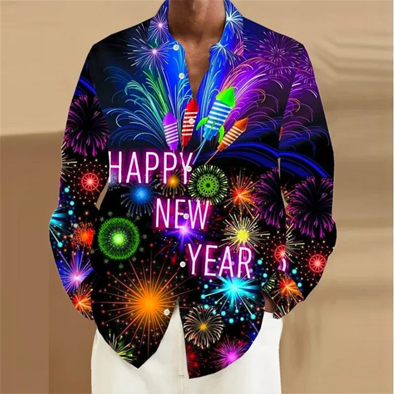 Top Trends: 2024 Latest New Year Shirt 3d Christmas Men's Printed Shirt Holiday Celebration Long Sleeve Button Shirt Decoration Shoppable Styles