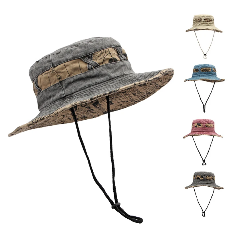 Top Trends: 2023 Outdoor Fisherman Hats Men Women Summer Wide Brim Bucket Hat Sunscreen Sun Hat Fishing Hiking Cap Washed Cotton Panama Cap Shoppable Styles