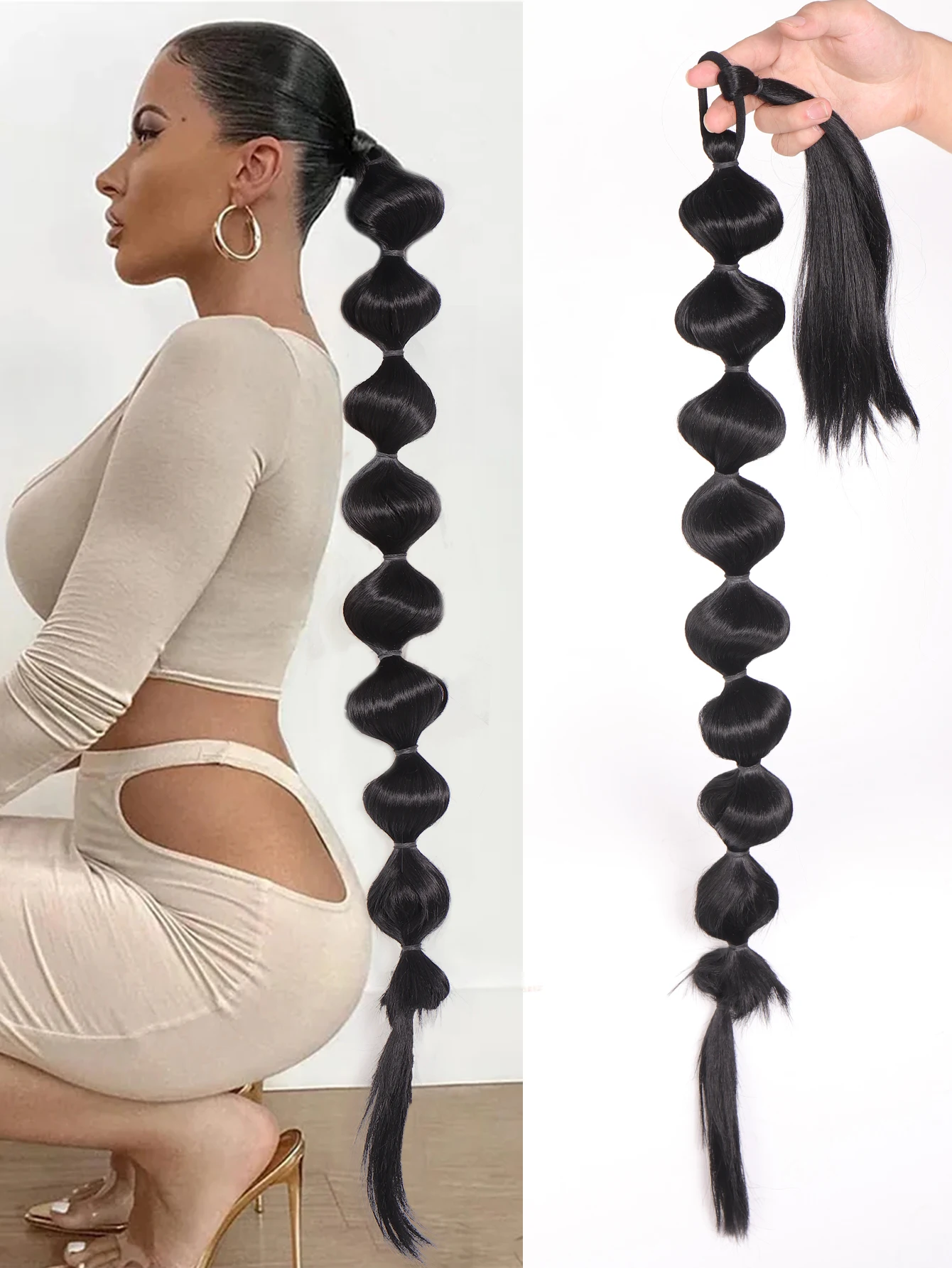 Top Trends: Synthetic Ponytail Hair Extensions Afro Bubble Long Ponytail 30 Inch Wrap Around Lantern Pony Tail For Women Shoppable Styles