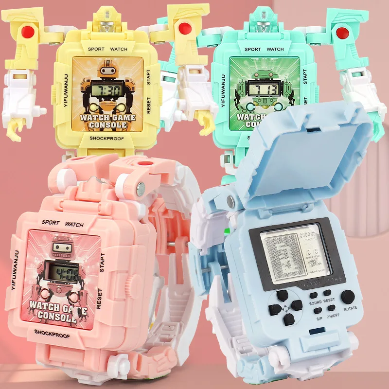 Top Trends: Children&#039;s Toy Watch Car Man Deformation Small Toys Children Game Wrist Watch Tetris Watches Kids Watch For Girls Boys Shoppable Styles