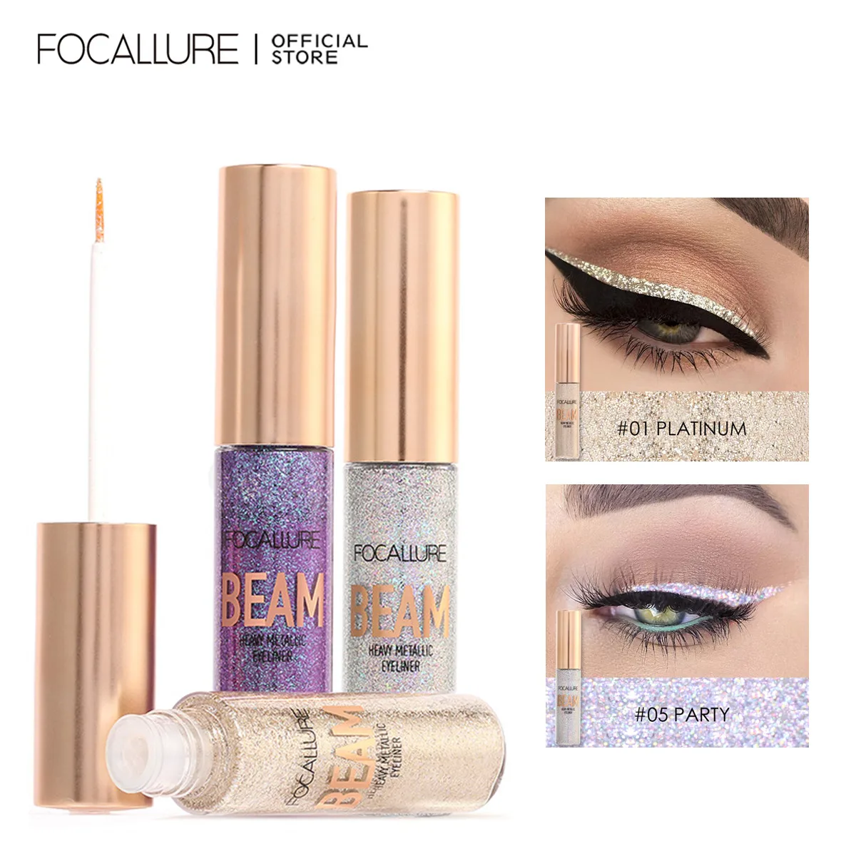 Top Trends: FOCALLURE Glitter Liquid Eyeliner Diamond Eyeshadow Makeup Waterproof 5 Colors Shiny Sequins Eye Shadow Stick Beauty Cosmetics Shoppable Styles