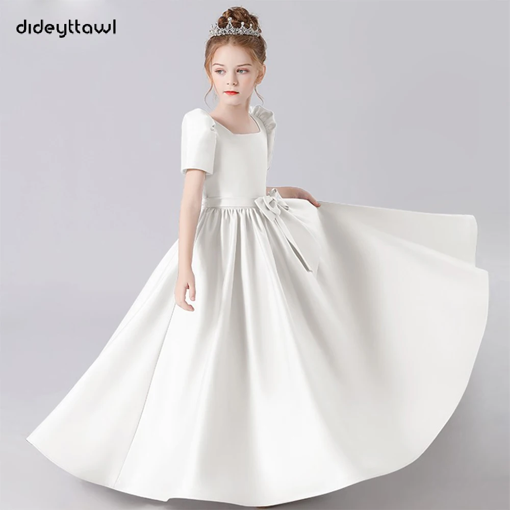 Top Trends: Dideyttawl Lace Up Elegant Girls Gown For Birthday Party Pageant Soft Satin Flower Girl Dress Concert Junior Bridesmaid Dress Shoppable Styles