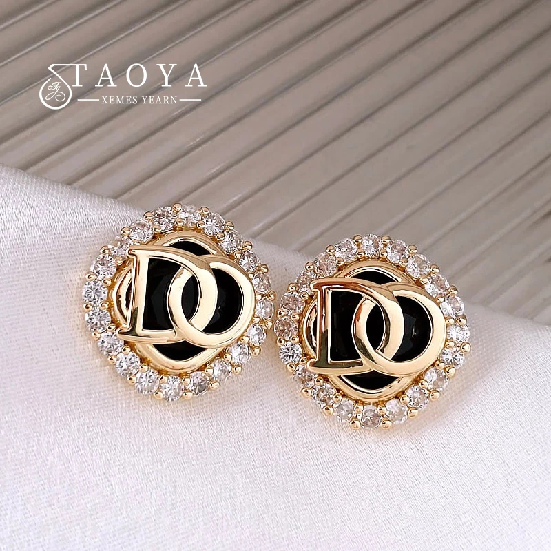 Top Trends: 2023 New Shiny Zircon Inlaid Black Square Letter Stud Earrings Luxurious Exquisite Jewelry Fashion Accessories For Women‘s Ears Shoppable Styles