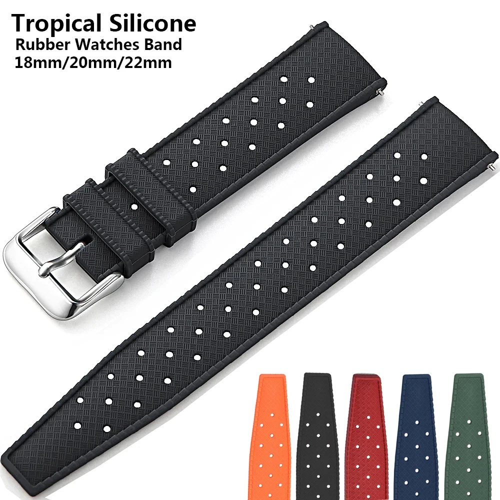 Top Trends: Tropical Silicone Strap Quick Release Watch Band 18mm 20mm 22mm Rubber Tropic Strap Smart Watch Strap For Oris Seiko Citizen Shoppable Styles