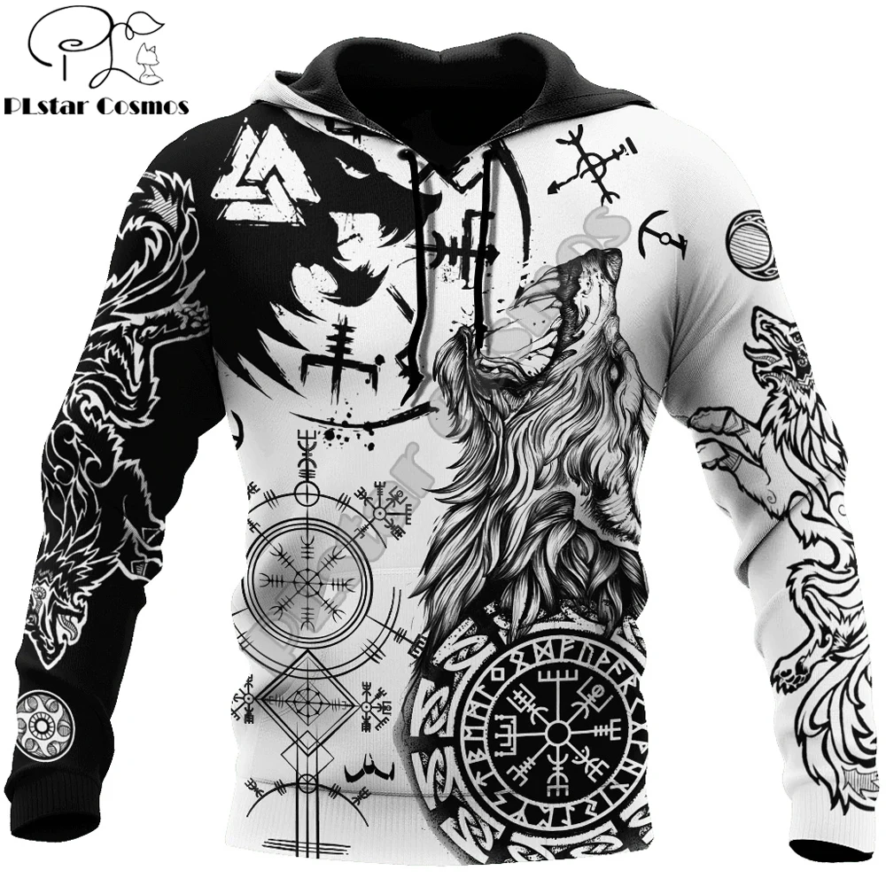 Top Trends: Fenrir Wolf Tattoo Vegvisir Black White 3D All Over Printed Men&#039;s Hoodie &amp; Sweatshirt Unisex Zip Hoodies Casual Tracksuits KJ897 Shoppable Styles