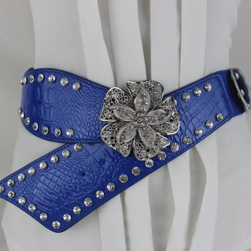 Top Trends: Fashion Flower Alloy Buckle Strap Rhinestone Belt Wome Crystal Studded Corset Belt For Jean Cinto De Strass Clothes Decoration Shoppable Styles - Image 4