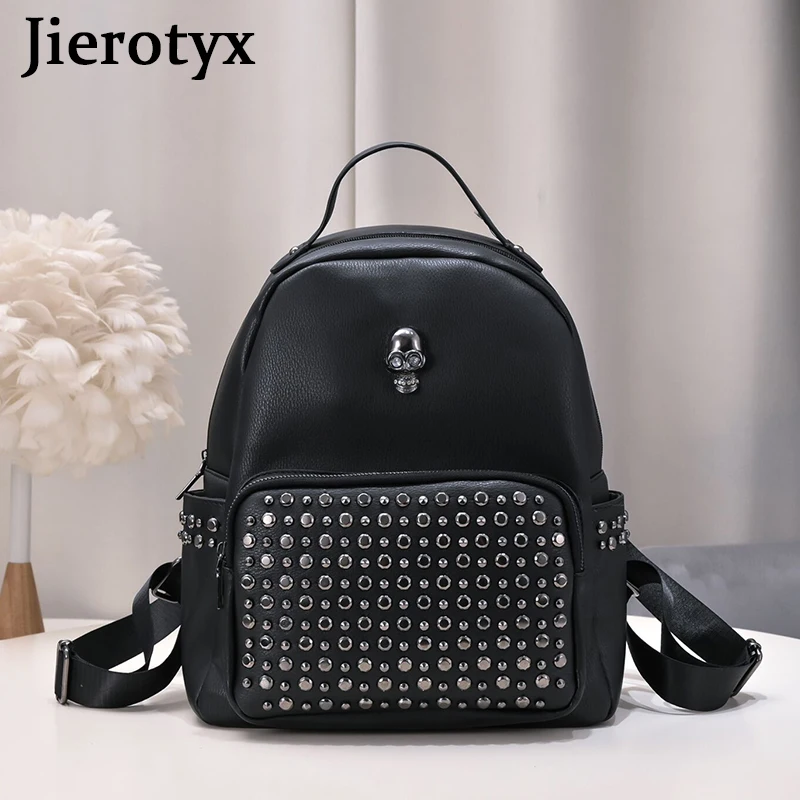 Top Trends: JIEROTYX Trendy Studded Backpack For Women Y2K Goth Style School Bags Daypack For Travel Functional Backpack Purse Vintage Skull Shoppable Styles