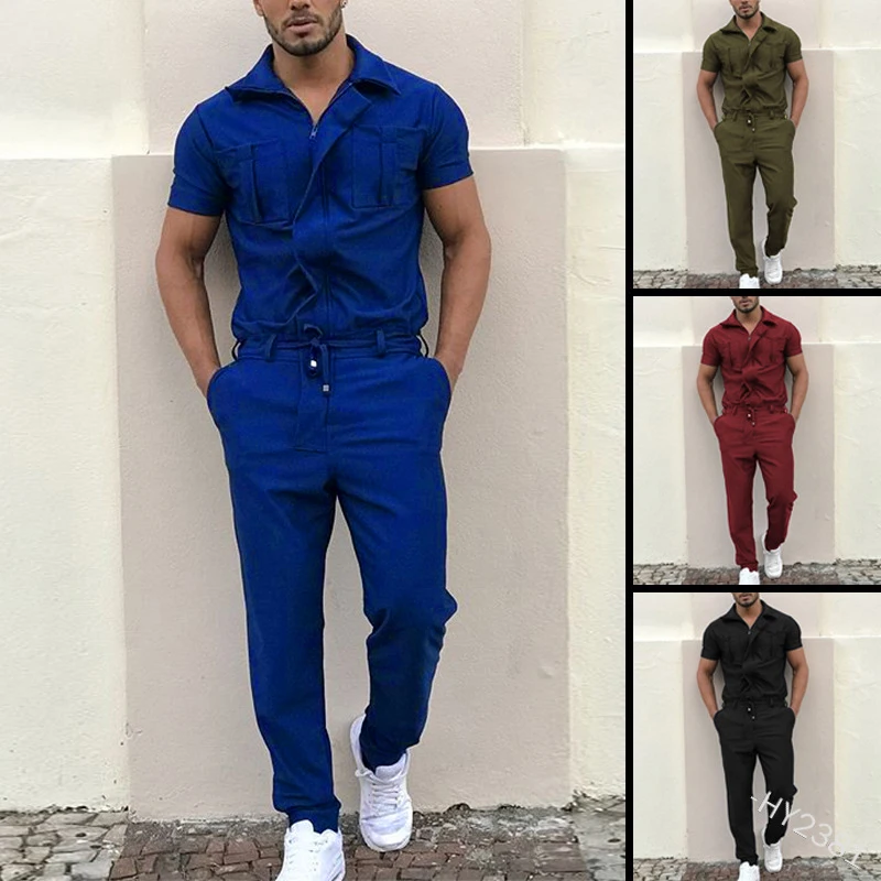 Top Trends: 2024 New Mens Rompers Pants Casual Loose One-Piece Suit Overalls Fashion Short Sleeve Jumpsuit Streetwear Men Ropa De Hombre Shoppable Styles