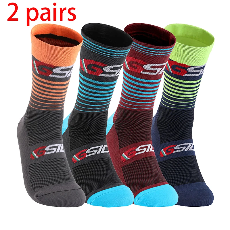 Top Trends: 2 Pairs New Cycling Socks Bike Nurse Compression Road Bike Running Mtb Knee-high Outdoor Sports Racing Sport Socks High Quality Shoppable Styles