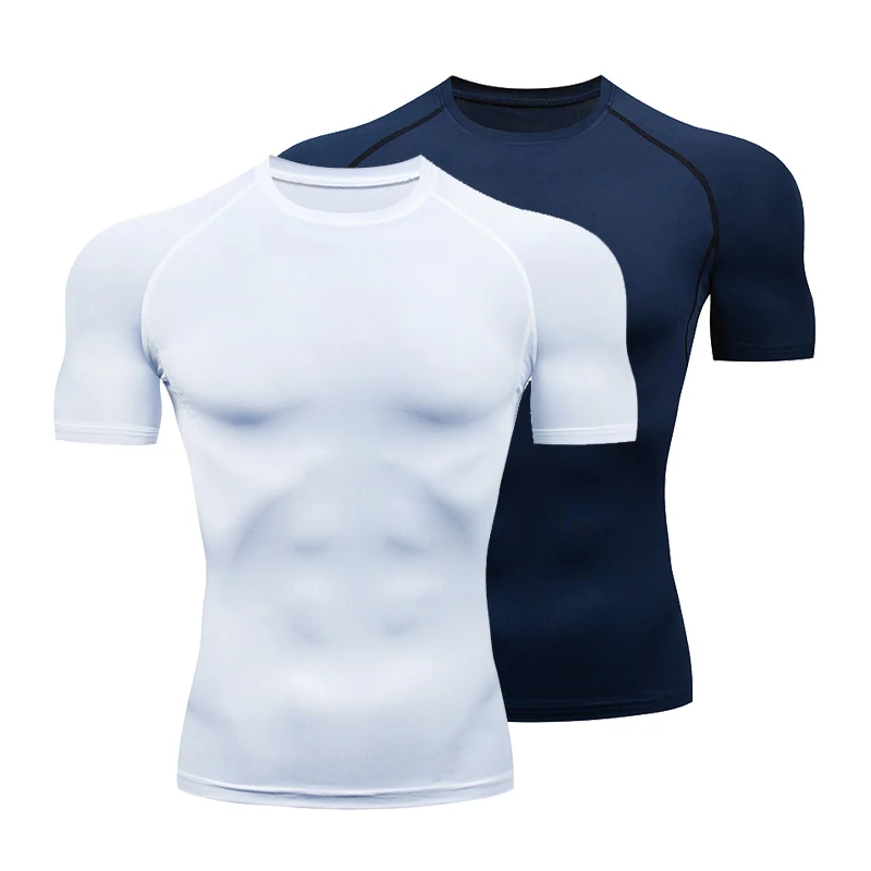 Top Trends: Rashguard Gym T Shirt Men Bodybuilding Quick-drying Fitness Compression Shirt Running Workout Man Sports First Layer Sportswear Shoppable Styles