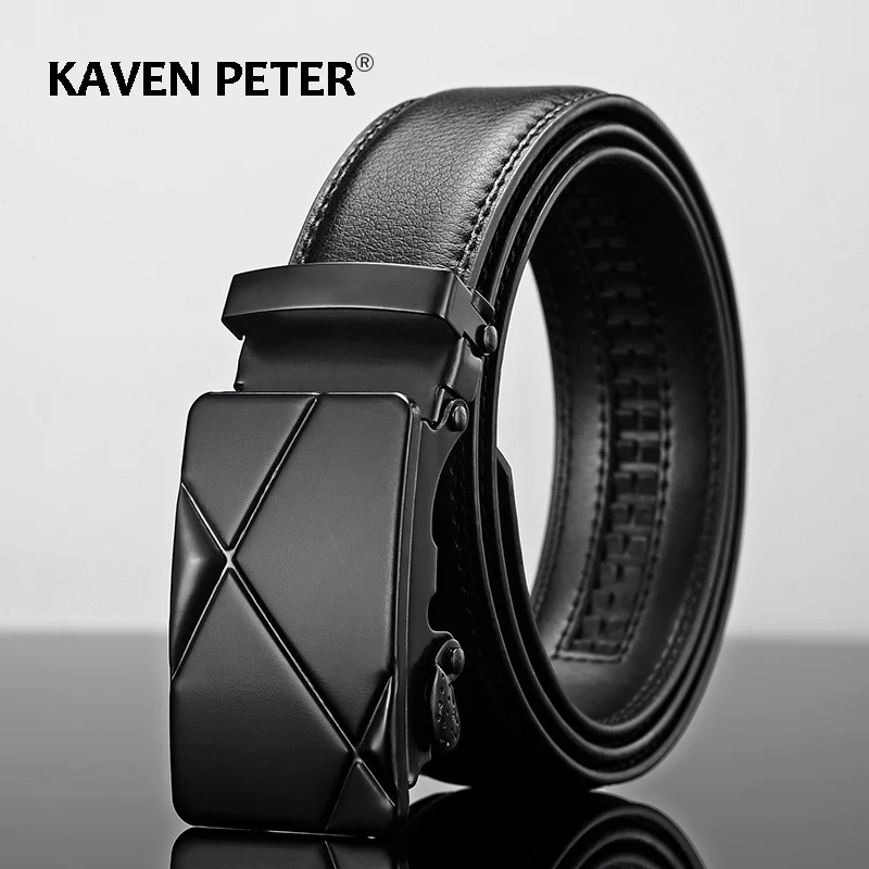 Top Trends: Men Leather Belt Metal Automatic Buckle Brand High Quality Luxury Belts For Men Famous Work Business Black Cowskin PU Strap Shoppable Styles