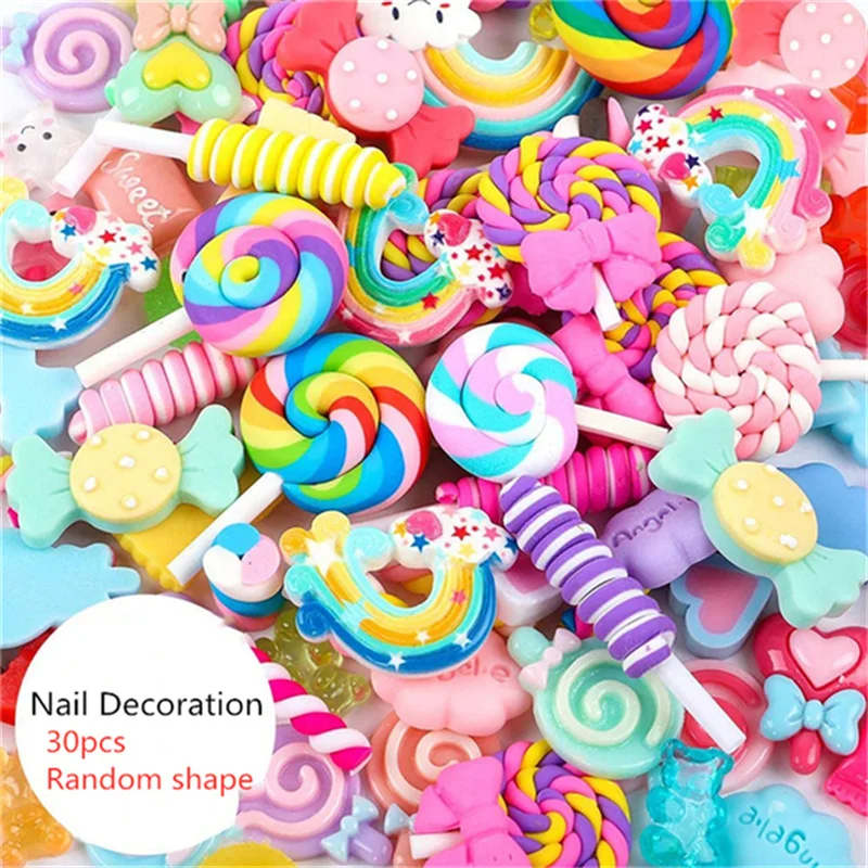 Top Trends: 20pc Kawaii Accessories Cute Bear / Lollipop Resin Nail Art Charms Lovely Candy / Flower Nails Rhinestones DIY Manicure Decorations Shoppable Styles