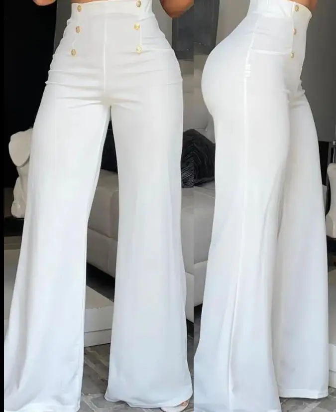 Top Trends: Elegant High Waist Wide Leg Bootcut Pants 2023 Summer European & American Fashion Simple Women's Flared Trousers Shoppable Styles