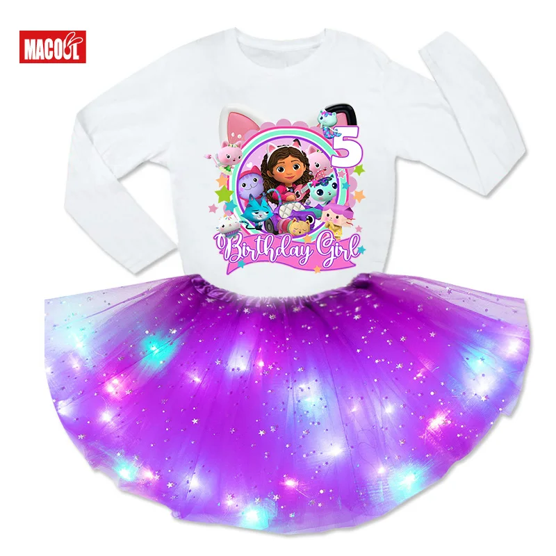 Top Trends: Girls Birthday Tutu Dress Set Birthday Party Shirts Girl Dress Set Party Light Dress T-shirt Child Suits Clothes For Kids Girl Shoppable Styles