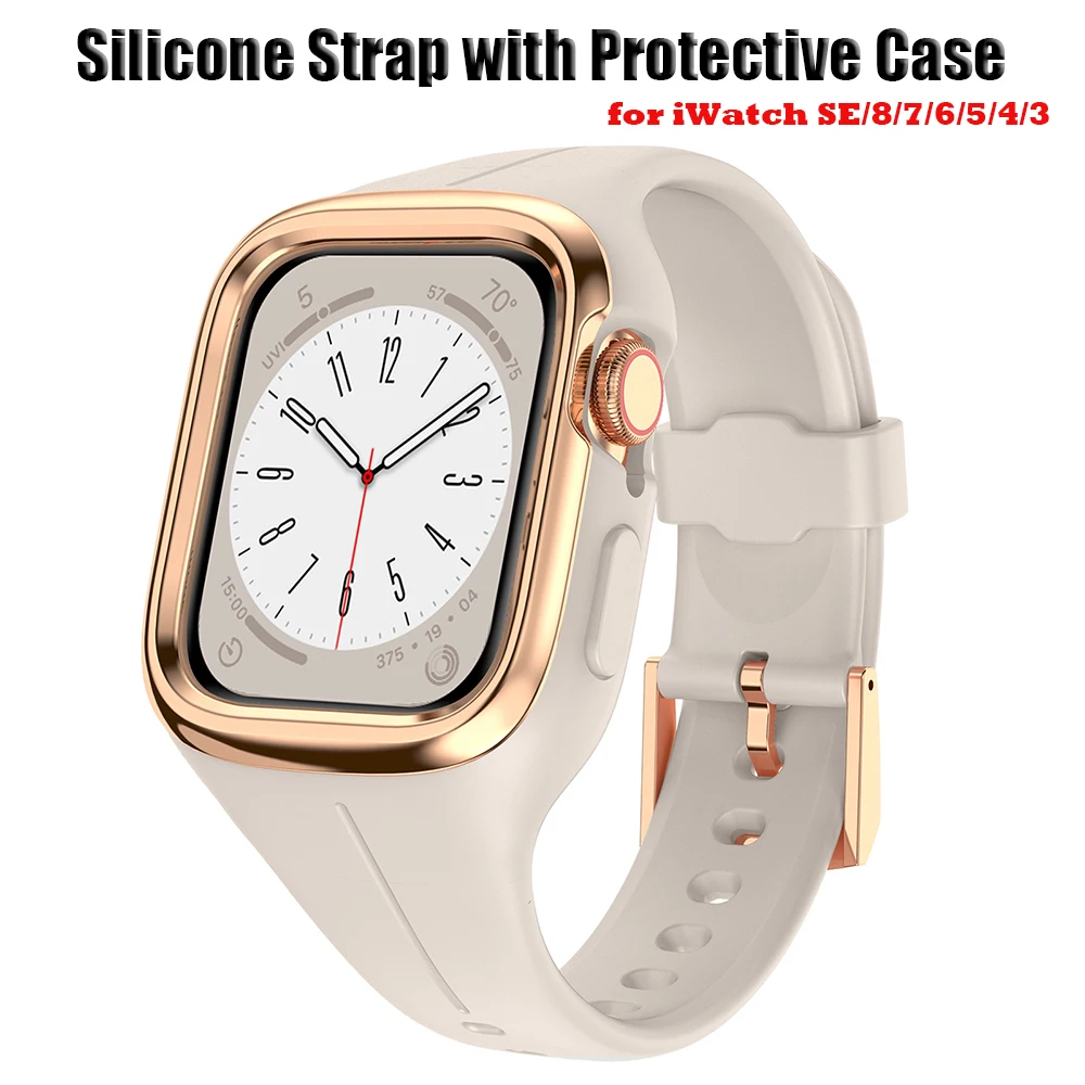 Top Trends: Silicone Watch Strap + Case For Apple Watch Band 38mm 40mm 41mm Sport Bracelet With Protective Case Bumper IWatch 9 8 Se 7 6 5 4 Shoppable Styles