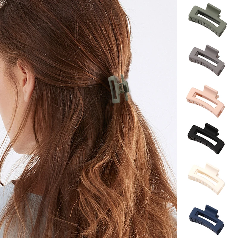 Top Trends: Hollow Square Macaron Color Small Hair Claws Acrylic Hair Clip Hairpins Barrettes Ponytail Clip Crabs Hair Accessories For Women Shoppable Styles - Image 4