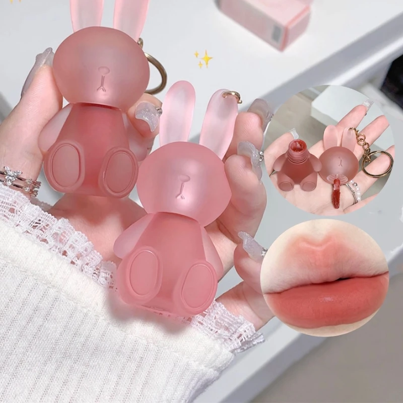 Top Trends: Little Cute Rabbit Nude Liquid Lipstick Waterproof Velvet Matte Lip Tint Keychain Non-stick Cup Lip Pigment Y2k Cosmetics Shoppable Styles