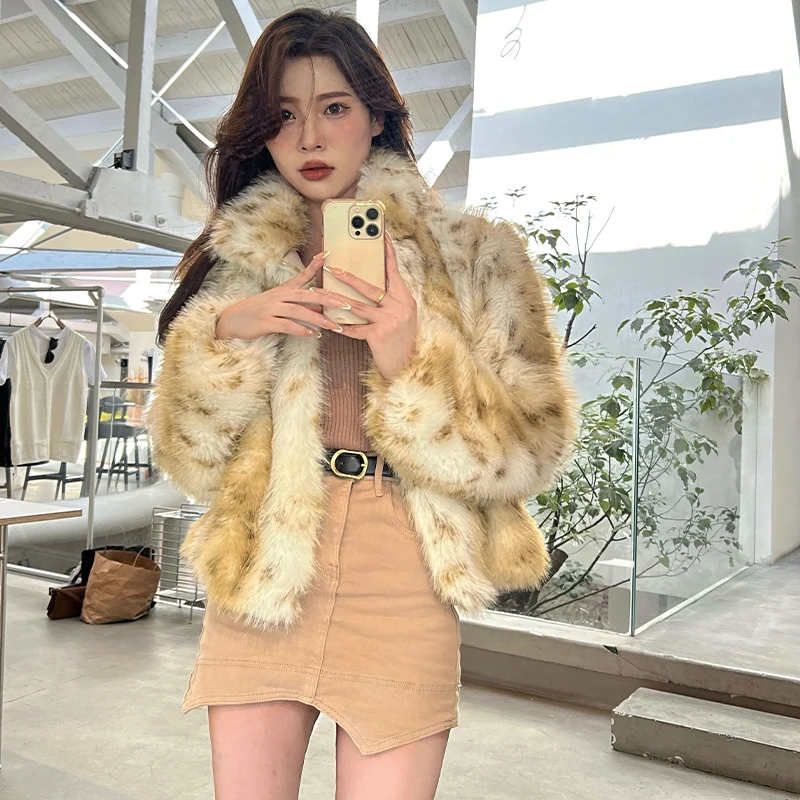 Top Trends: Mink Faux Fur Coat For Women Thick Warm Spotted Leopard Printed Vintage Short Fluffy Jacket Eco Fur Coat Winter Overcoat Female Shoppable Styles