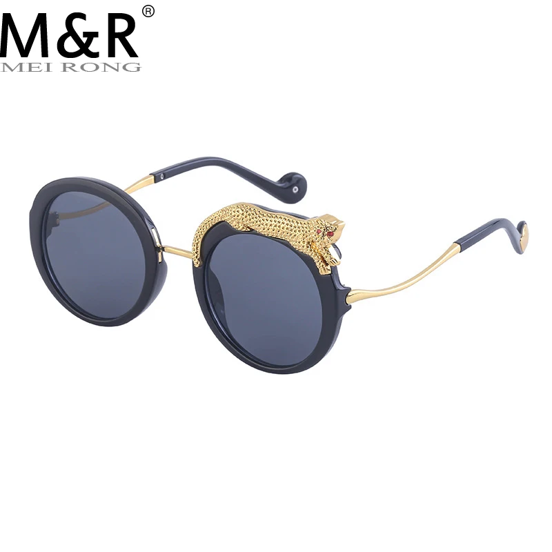 Top Trends: Round Sunglasses Women Luxury Brand Designer Zircon Sun Glasses UV400 Eyeglasses Personality Eyewear Crystal Leopard Shades Shoppable Styles