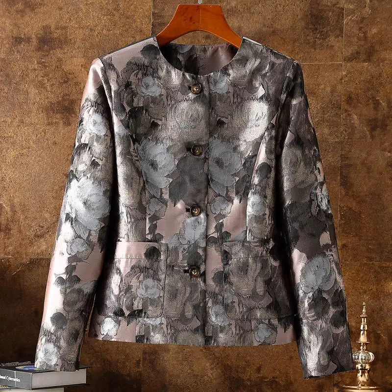 Top Trends: High Quality Elegant Lady Women&#039;s Jacket Round Neck Jacquard Coat New Spring Autumn All-Match Small Fragrance Korean Ladies Top Shoppable Styles