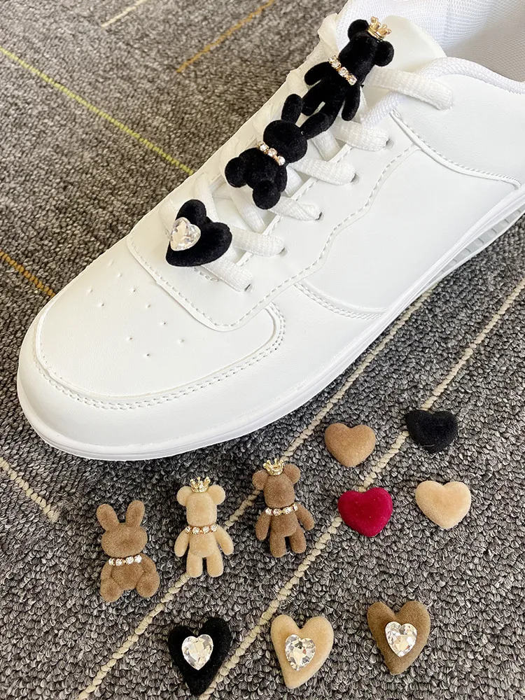 Top Trends: Lovely Rhinestone Bunny Bear Shoe Charms For Laces Diy Women Sneakers Décor Accessories Velvet Shoes Laces Buckle Decorations Shoppable Styles