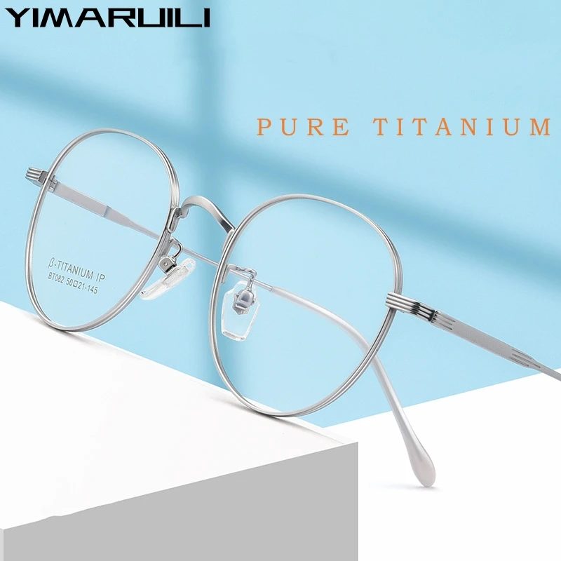 Top Trends: YIMARUILI New Ultra-light High Quality Pure Titanium Eyewear Men Retro Round Decorative Optical Prescription Glasses Frame Women Shoppable Styles