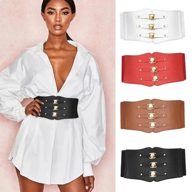 Top Trends: Elastic Wide Corset Belts For Women Waist Plus Size Belt Female Dress Waistband Big Stretch Cummerbunds Clothes Accessory Black Shoppable Styles