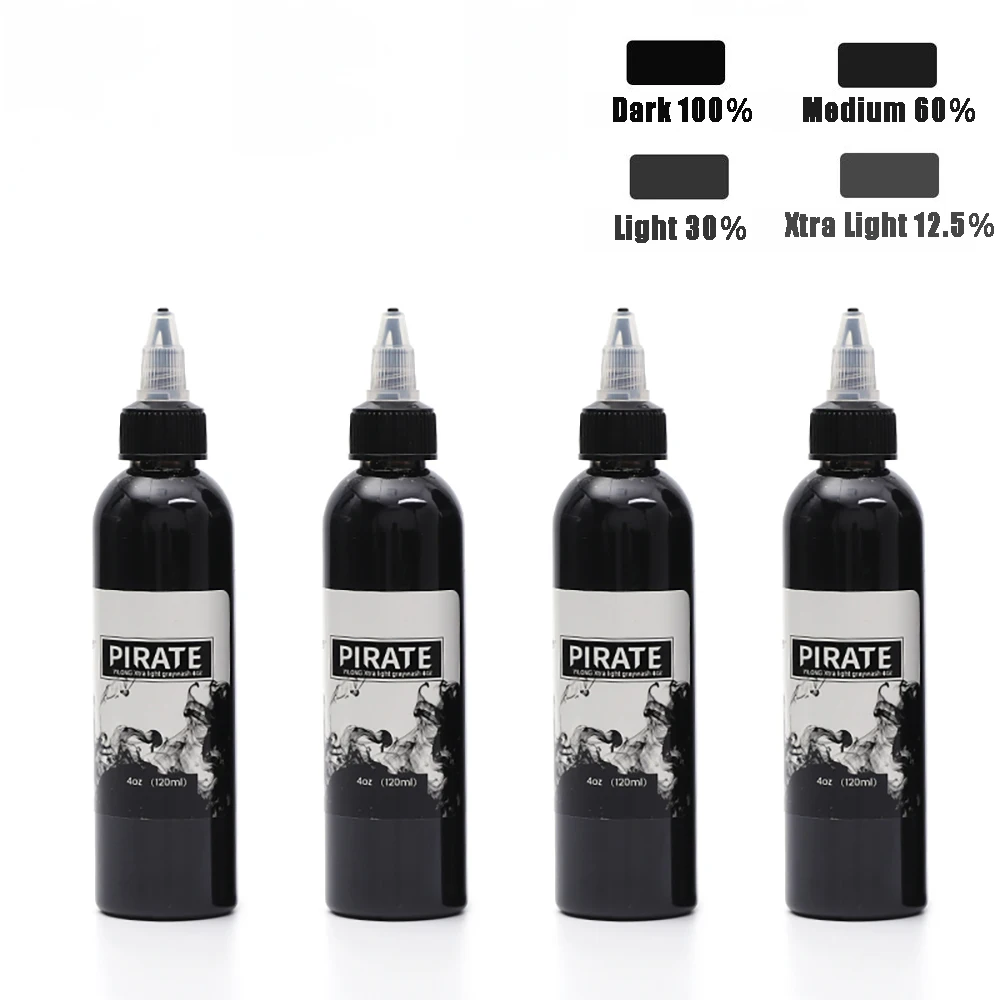 Top Trends: 30 / 120 / 240ml / Bottle Black Tattoo Ink For Body Art 4 Shades Natural Minerals Safe Permanent Makeup Tattoo Pigment Paint Ink Shoppable Styles