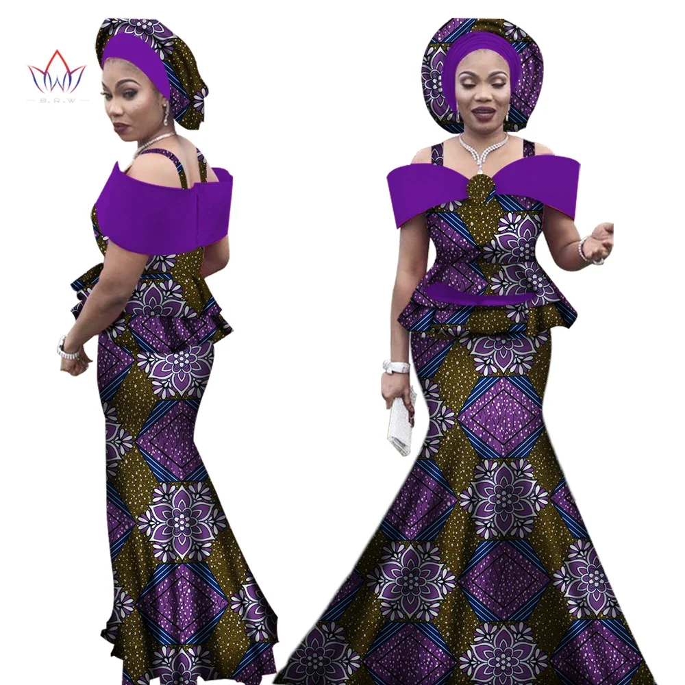 Top Trends: African Outfits With Headtie For Women Dashiki Bazin Print Strap Tops And Long Skirts Women Set African Clothing WY3113 Shoppable Styles