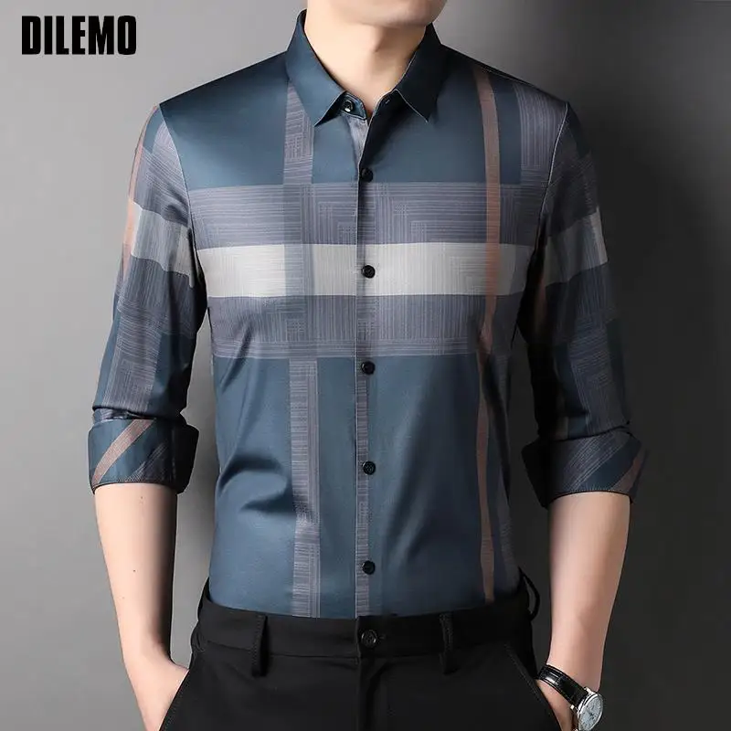 Top Trends: Top Grade Luxury New Slim Fit Designer Striped Trending Shirts For Men Brand Fashion Shirt Long Sleeve Casual Mens Clothes 2023 Shoppable Styles