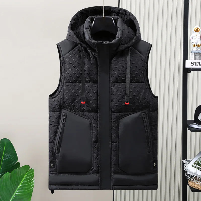 Top Trends: #3659 Black Gray Sleeveless Jacket Men Pockets Warm Vest Waistcoat Zipper Thick Warm Vest Coat Plus Size5XL 6XL Hooded Down Vest Shoppable Styles