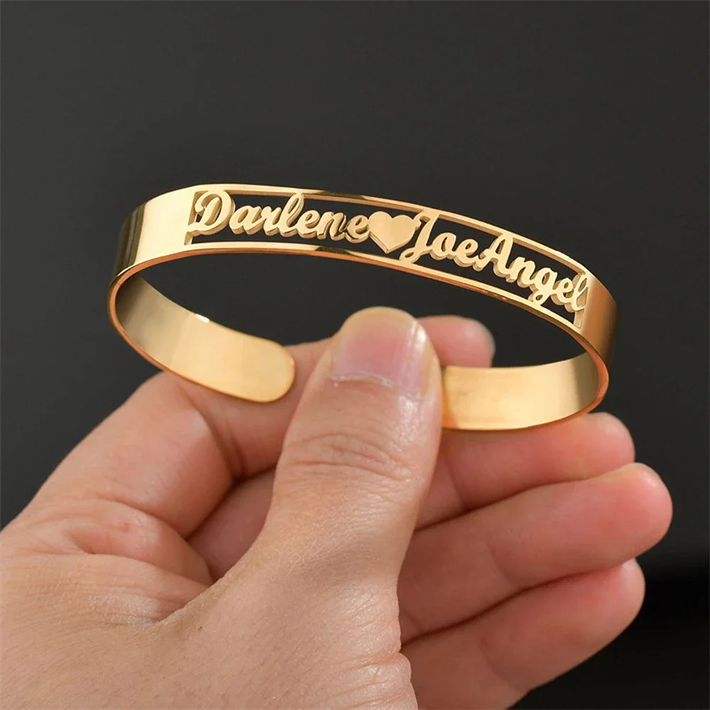 Top Trends: Custom Heart Name Bracelet For Women Personalized Gold Color Stainless Steel Bangles Customized Jewelry Unique Birthday Gifts Shoppable Styles