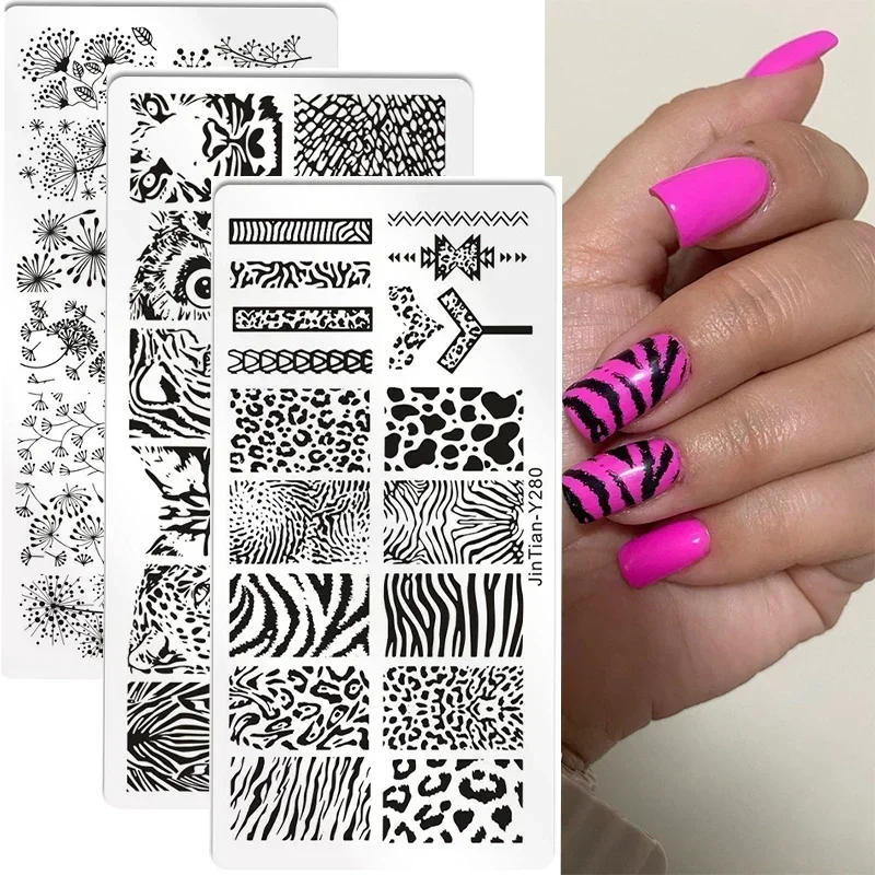 Top Trends: Nail Stamping Plates Tiger Zebra Leopard Print Animal Plants Image Stainless Steel Stencil Nail Art Stamps Template Stencils Shoppable Styles