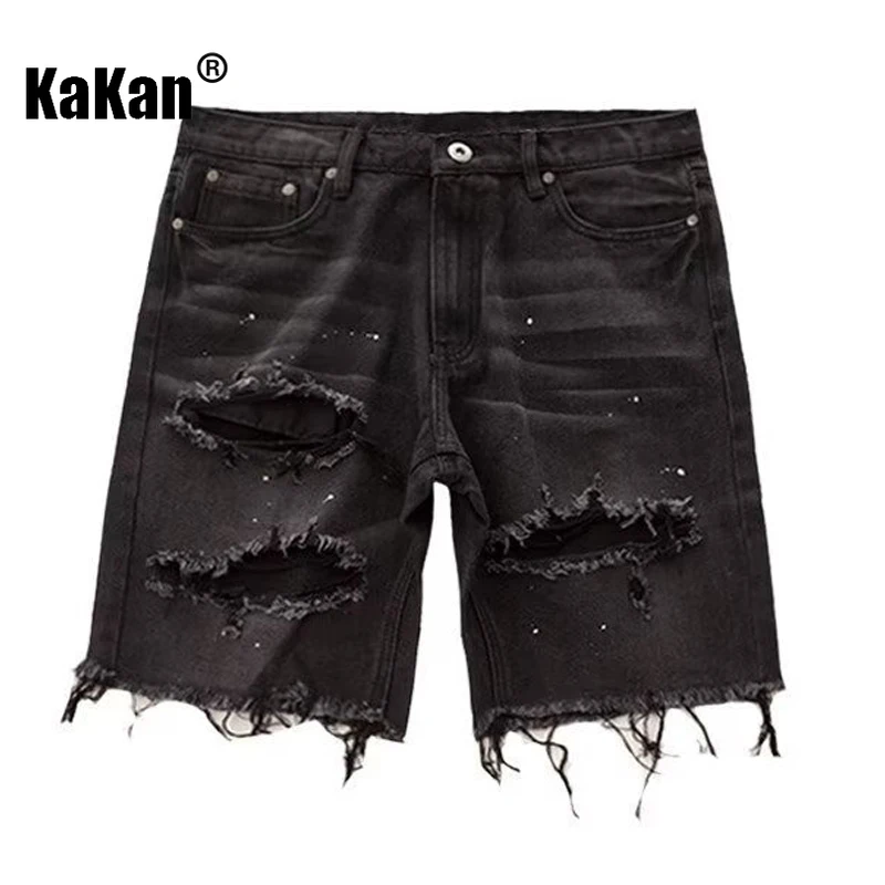 Top Trends: Kakan - New Summer Distressed Denim Shorts For Men, Korean Youth Popular Slim Fitting Small Leg Quarter Pants Jeans K58-DK322 Shoppable Styles