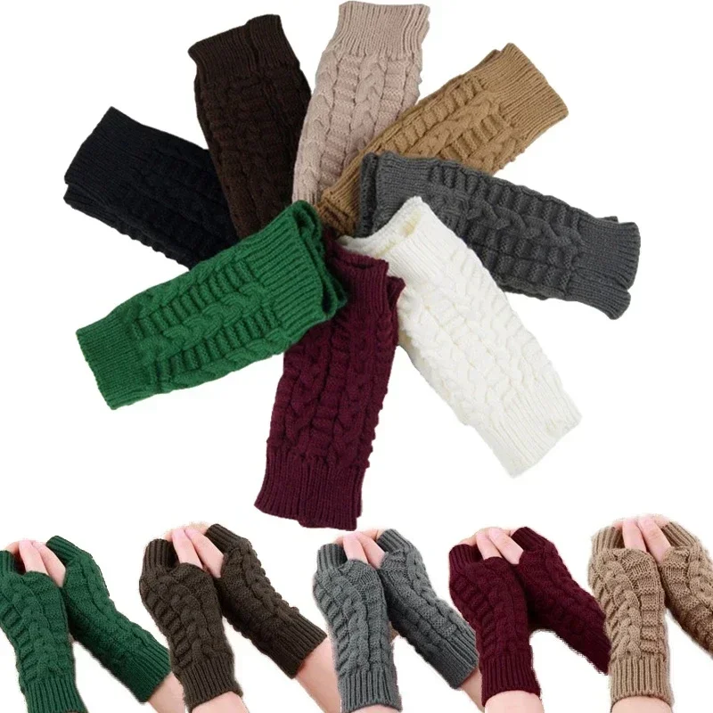 Top Trends: Women Stylish Hand Warmer Winter Gloves Arm Crochet Knitting Faux Wool Mitten Warm Fingerless Glove Twist Pattern Women Gloves Shoppable Styles