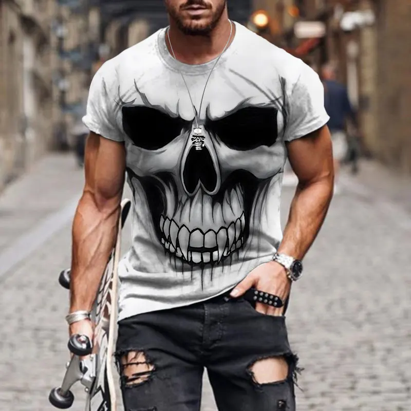 Top Trends: Funny Skull 3D Print T Shirt For Men Street Trend Harajuku Oversized T-shirts Fashion Vintage Short Sleeve Tee Casual O-neck Top Shoppable Styles