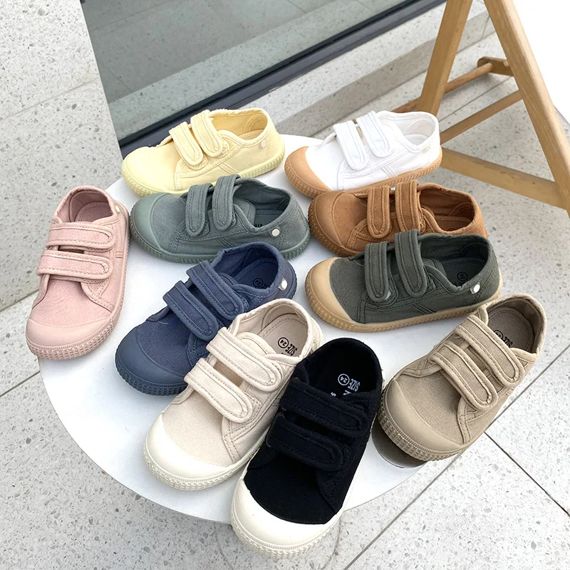 Top Trends: Unisex 2023 New All-match Child Girl Sneakers Flat Heel Children Shoes For Kids Boys Pupils Button Canvas Baby Shoes Kids Shoppable Styles