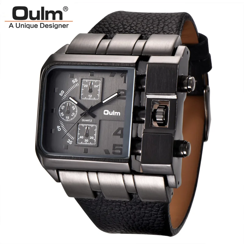 Top Trends: Oulm 3364 Fashion Casual Men Watch Big Size Square Face Wristwatch Male Clock Sport Unique Watches Shoppable Styles