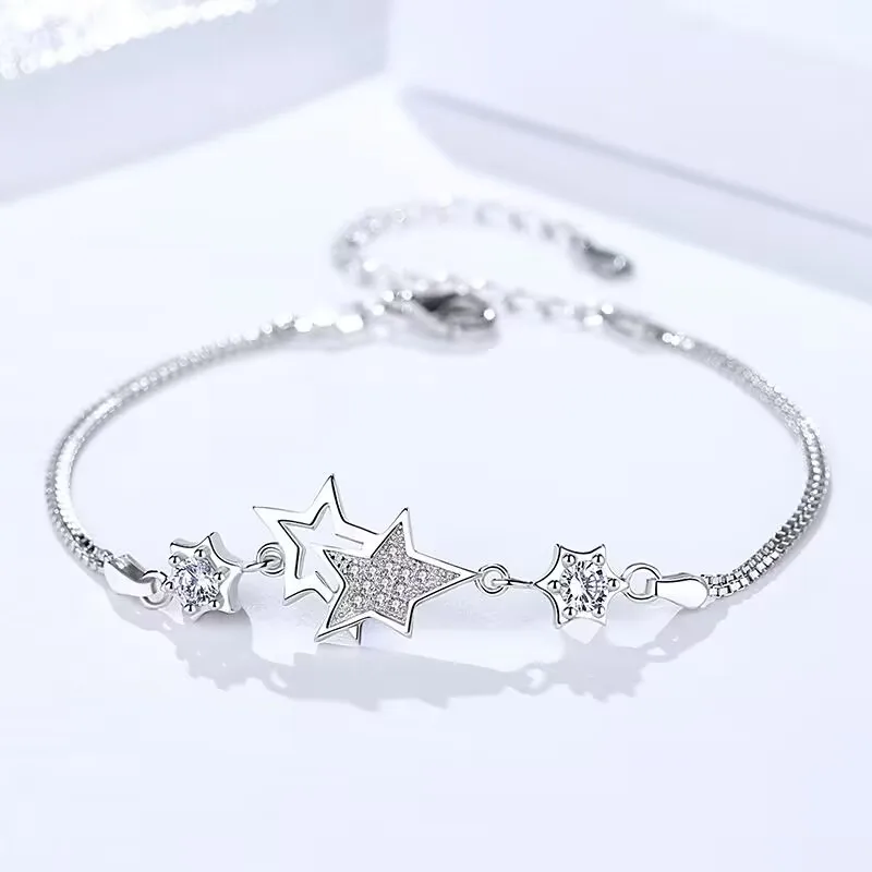 Top Trends: Original Designer 925 Sterling Silver Elegant Charm Crystal Star Bracelets For Women Jewelry Fashion Party Wedding Accessories Shoppable Styles