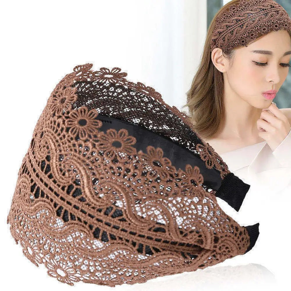 Top Trends: Wide Women Hairband Solid Lace Turban Solid Elastic Hair Bands Hair Accessories Headband For Women Girls Headdress Shoppable Styles