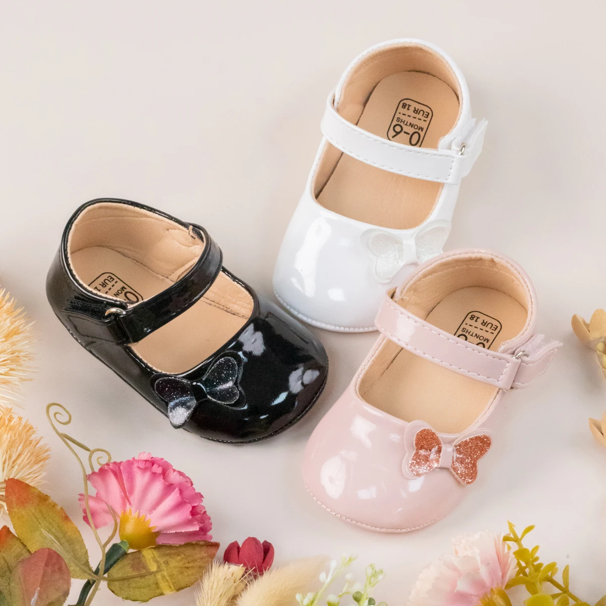 Top Trends: KIDSUN Baby Shoes Newborn Girl Princess PU Toddler Shoes Bow Decor Rubber Sole Anti-Slip First Walker Shoes 0-18M Shoppable Styles