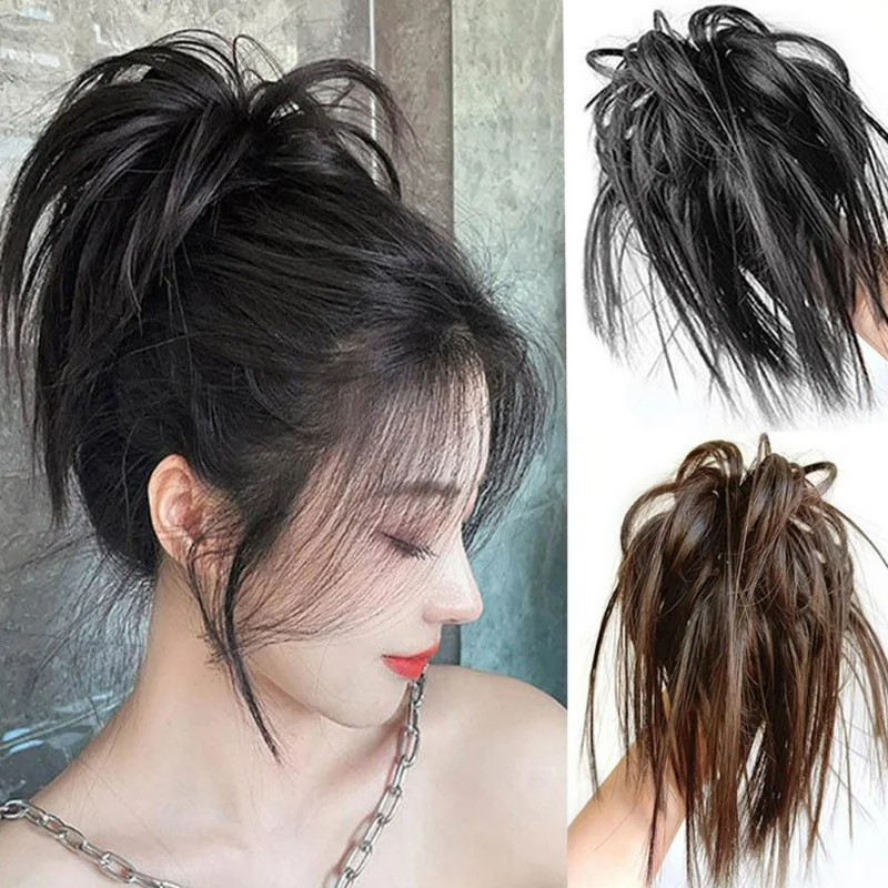 Top Trends: Synthetic Messy Straight Claw Bun Hair Extensions Wig With Tail Wrap Updo Hair Ladies Wig Shoppable Styles