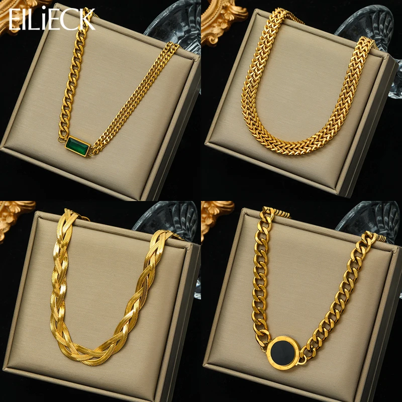 Top Trends: EILIECK 316L Stainless Steel Gold Color Thick Chain Necklace For Women New Punk Non-fading Choker Jewelry Gift Party Accessories Shoppable Styles