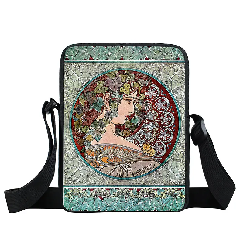 Top Trends: Oil Painting By Alphonse Mucha Print Crossbody Bag Women Handbag Messenger Bags Phone ID Card Key Shoulder Bag Holder Book Bags Shoppable Styles - Image 6