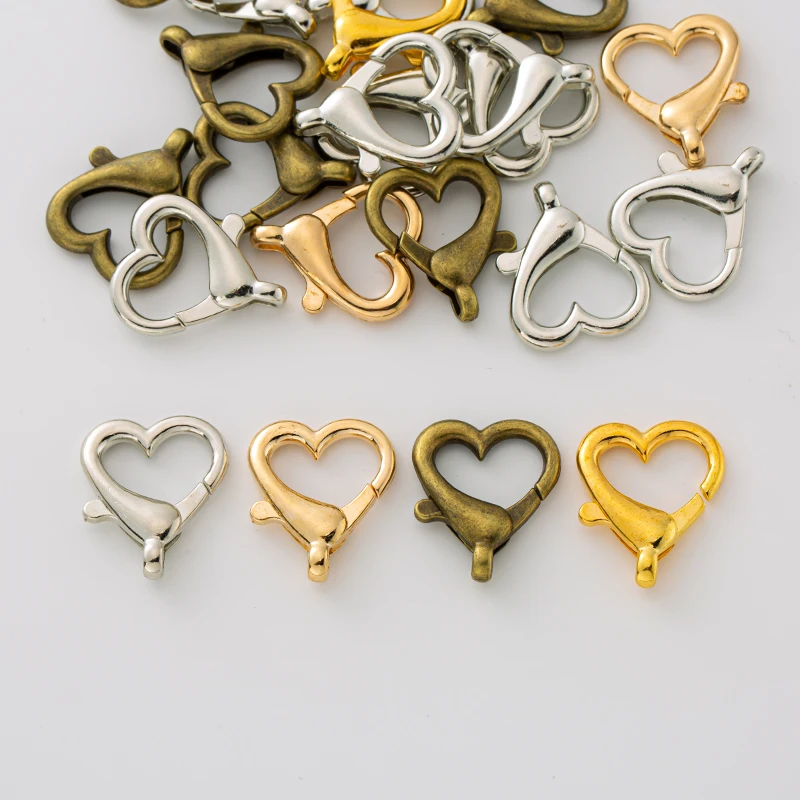 Top Trends: 10pcs Metal Love Heart Shape Lobster Clasp Connection Buckle For DIY Jewelry Making Keychain Pendant Accessories Material Shoppable Styles